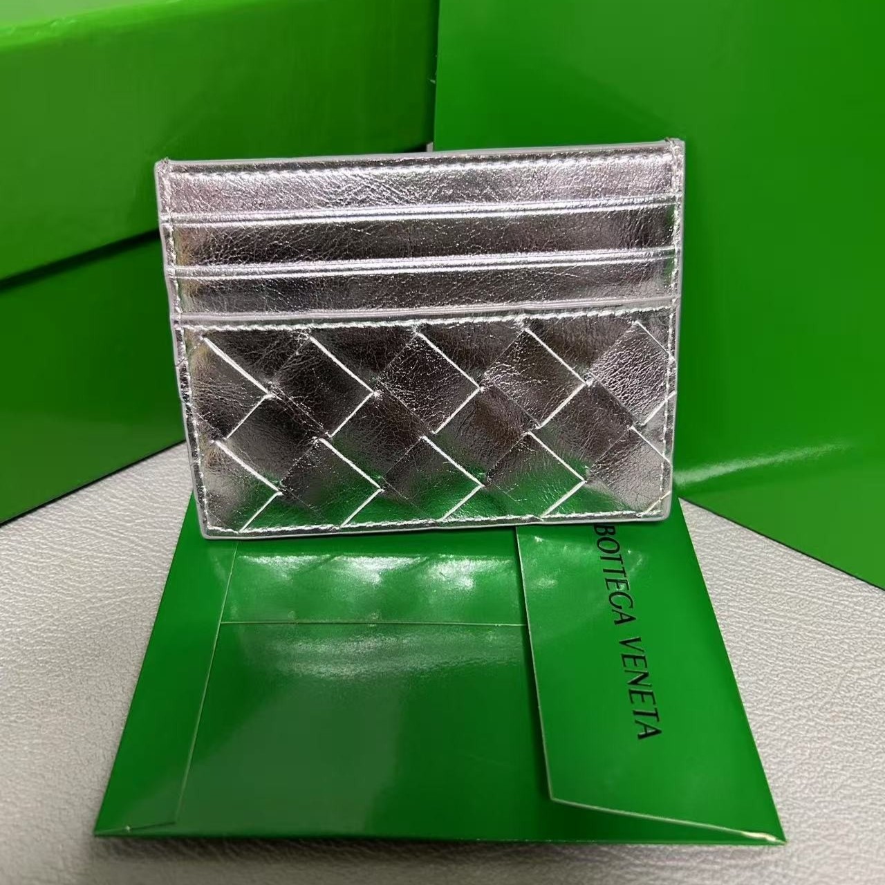 B0tt*ga Ven*ta Credit Card Case Silver For Women 10.5cm/4.1in 796324V4P128101