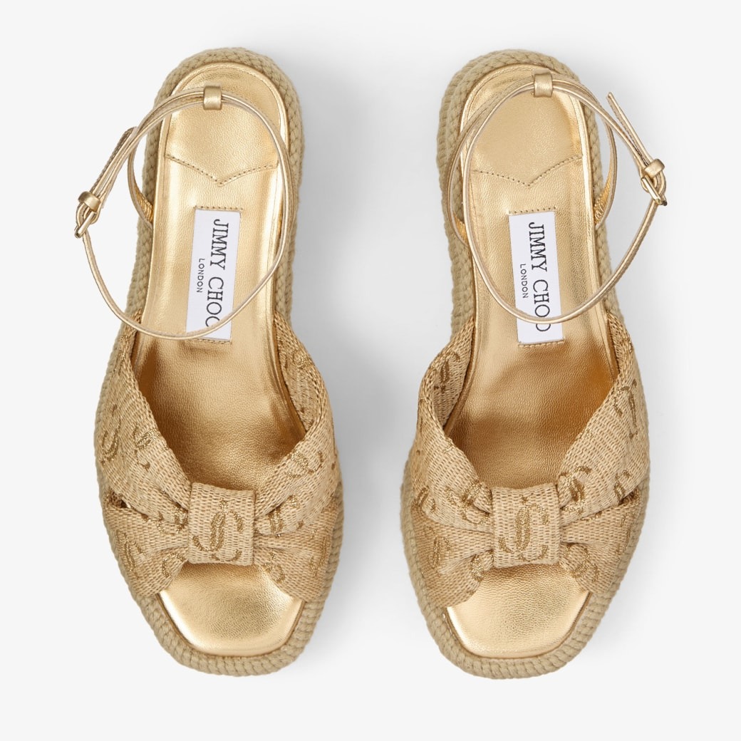 J1m*y Ch00 Aella Wedge 60 Gold For Women AELLAWEDGE60GTJ