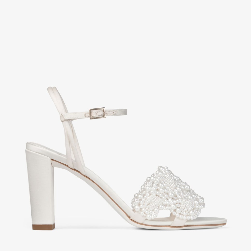 J1m*y Ch00 Cary 85 Block Heel Sandal Ivory/White For Women CARY85OBD
