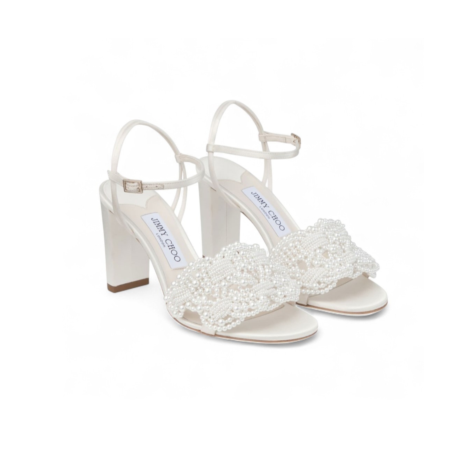 J1m*y Ch00 Cary 85 Block Heel Sandal Ivory/White For Women CARY85OBD