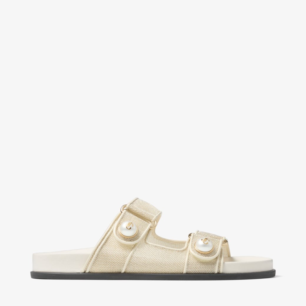 J1m*y Ch00 Fayence Sandal Champagne/Latte For Women FAYENCESANDALCJM