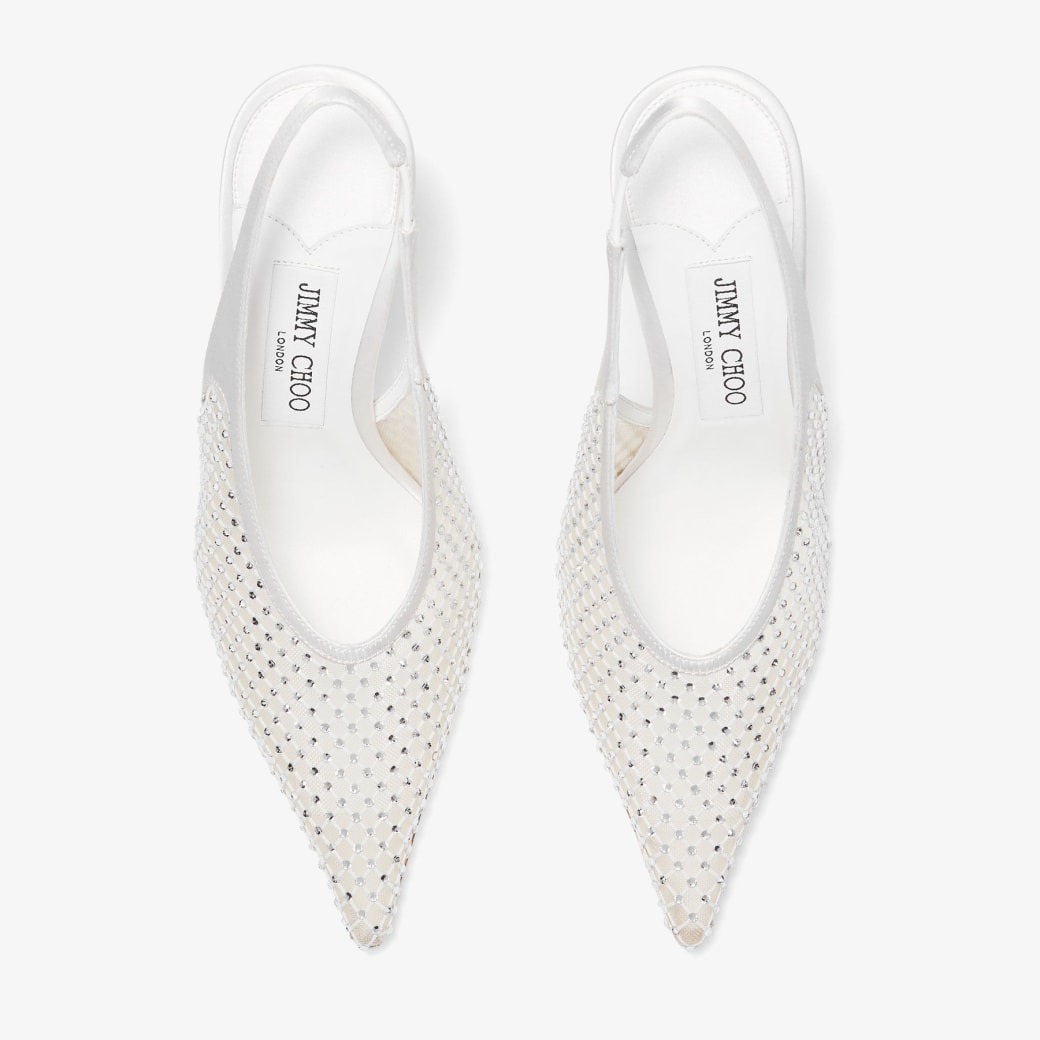 J1m*y Ch00 Isa 95 Crystal Mesh Pumps White For Women ISA95QHS