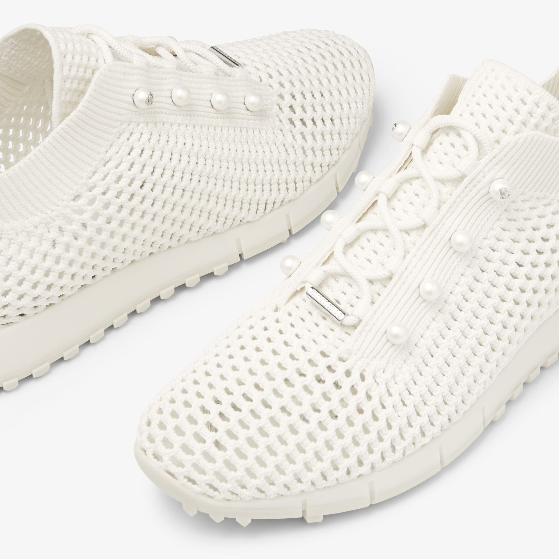 J1m*y Ch00 Veles Crochet Knit Low-Top Trainers Latte For Women VELESPBT