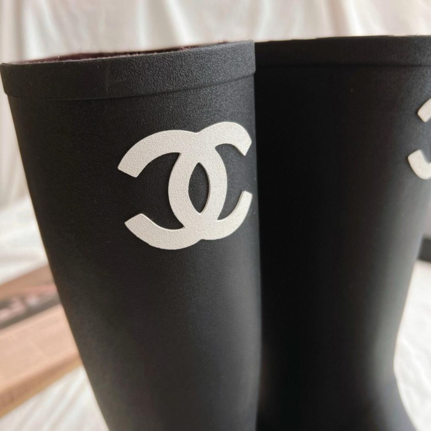 Ch**el Rubber Boots Black For Women