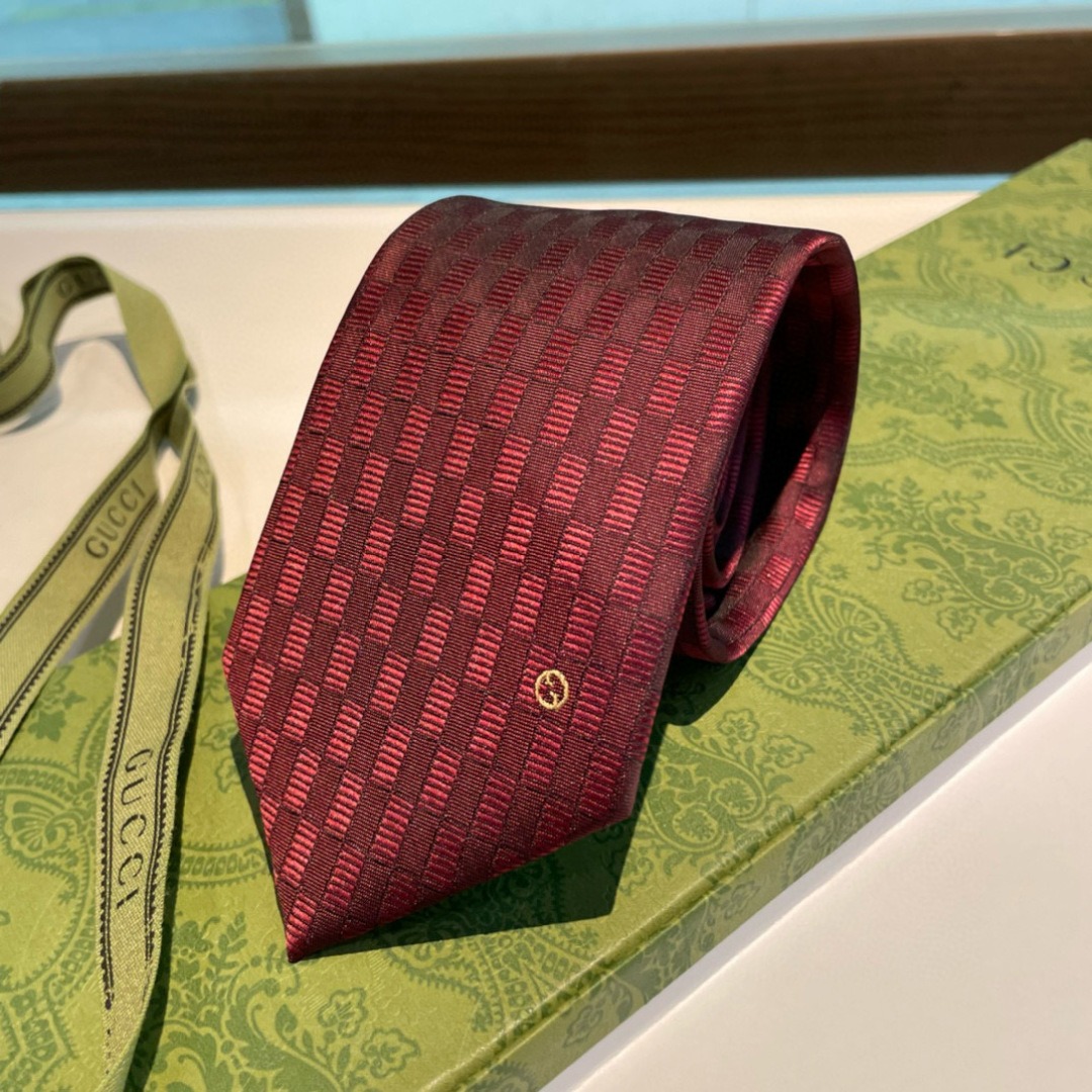 Gvc*1 Geometric Pattern Silk Tie Red For Men