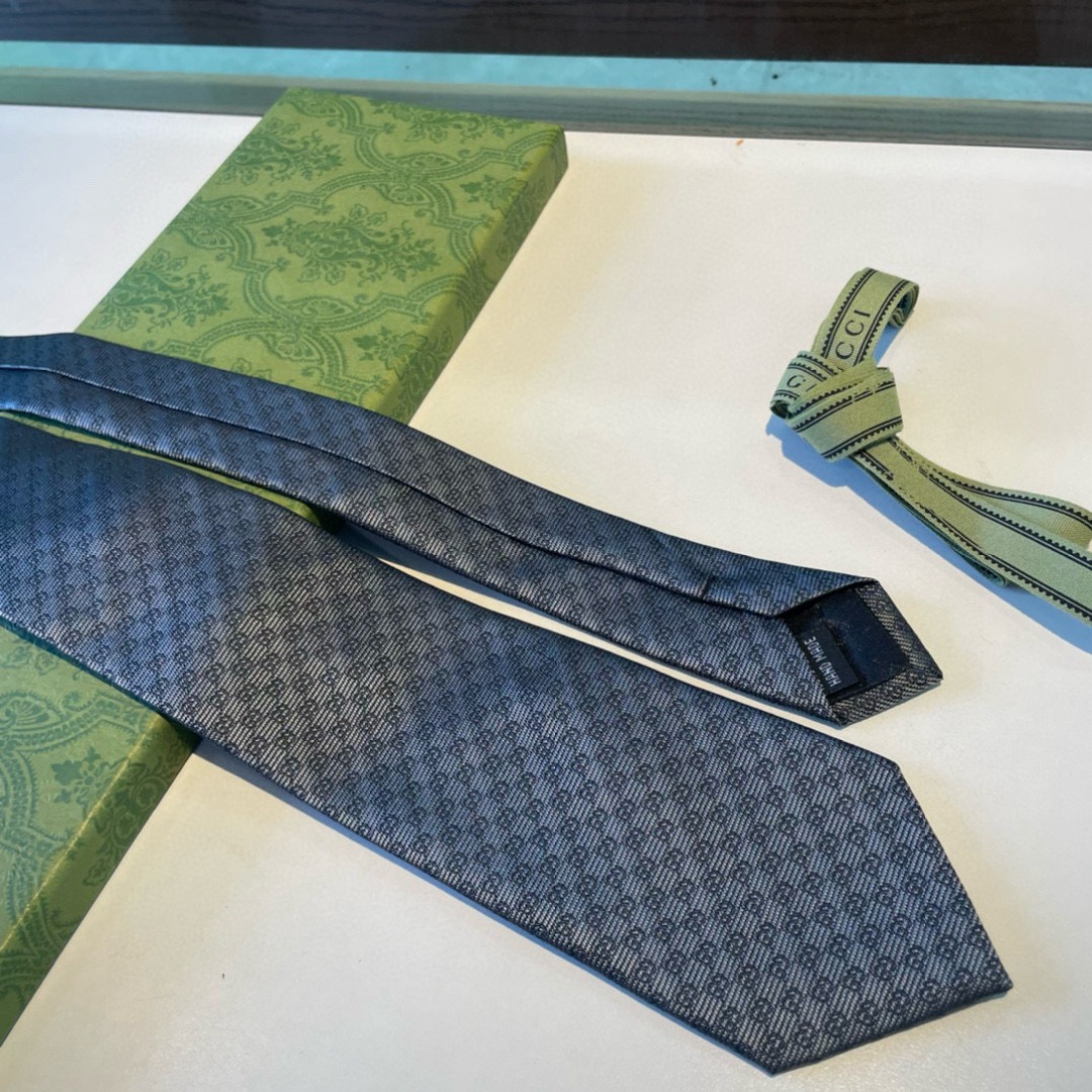 Gvc*1 Monogram Interlocking G Jacquard Dark Grey Tie For Men