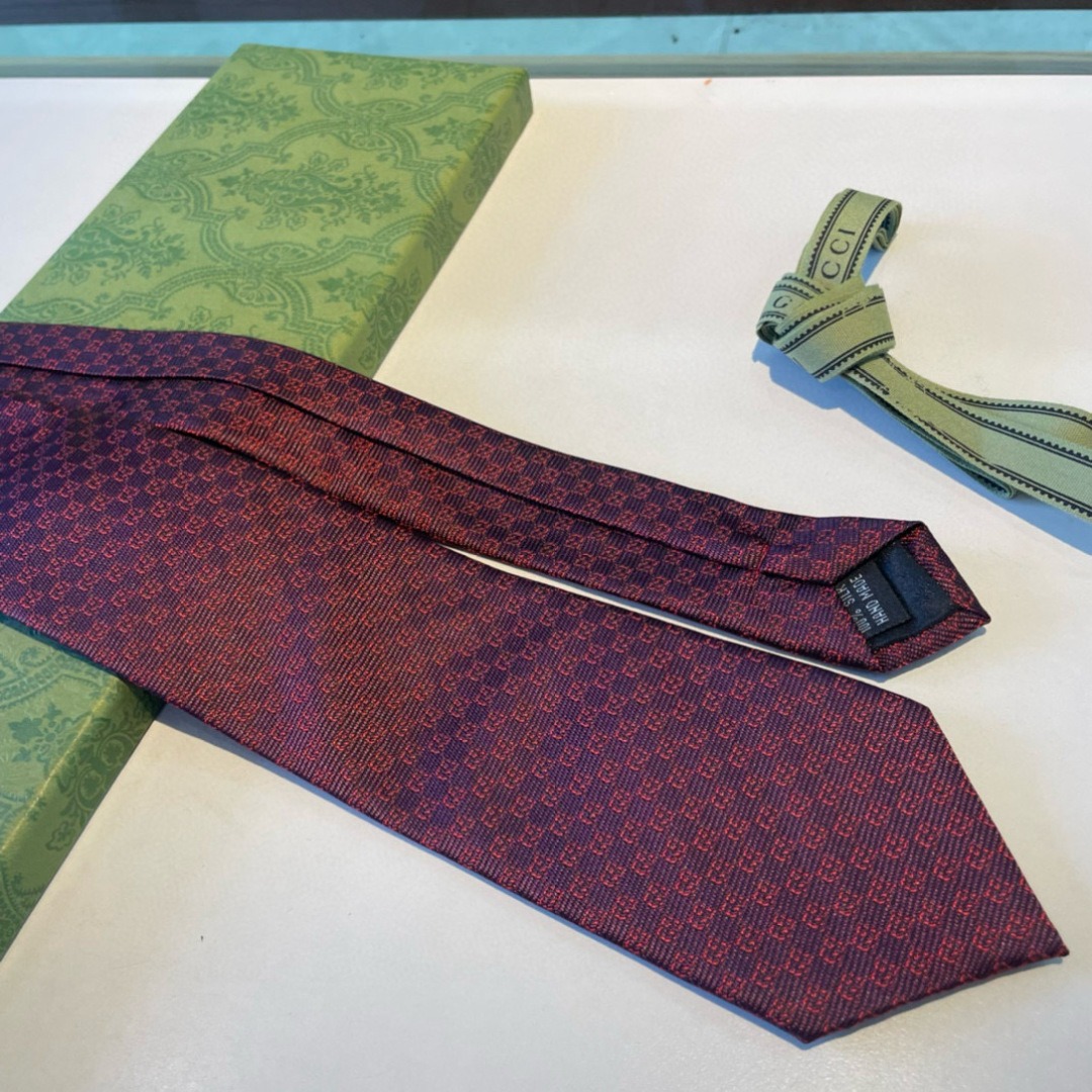 Gvc*1 Monogram Interlocking G Jacquard Burgundy Tie For Men