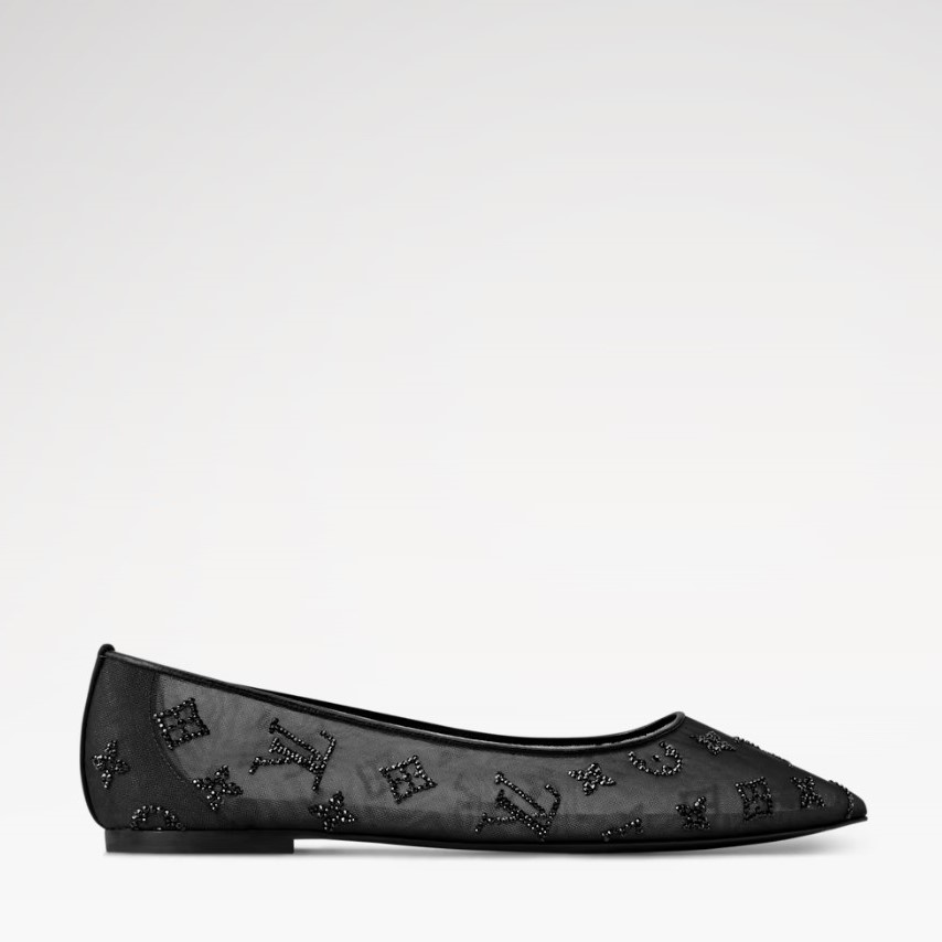 L0vis Vvtt0n Gala Flat Ballerina Black For Women 1AIDR8