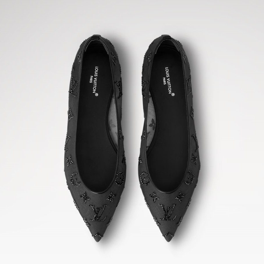 L0vis Vvtt0n Gala Flat Ballerina Black For Women 1AIDR8