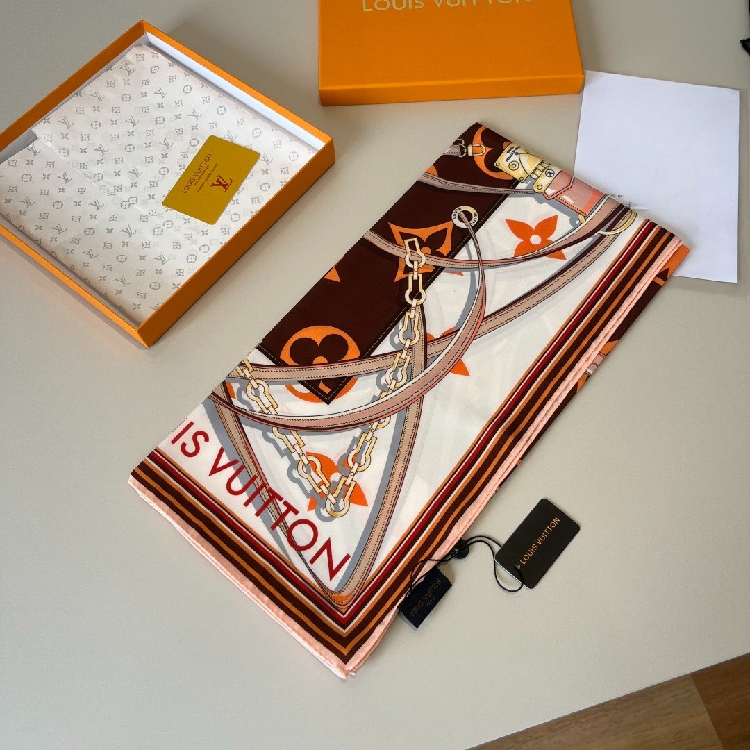 L0vis Vvtt0n Ultimate Monogram Square 90 Scarf Brown For Women 35.4in/90cm M77639