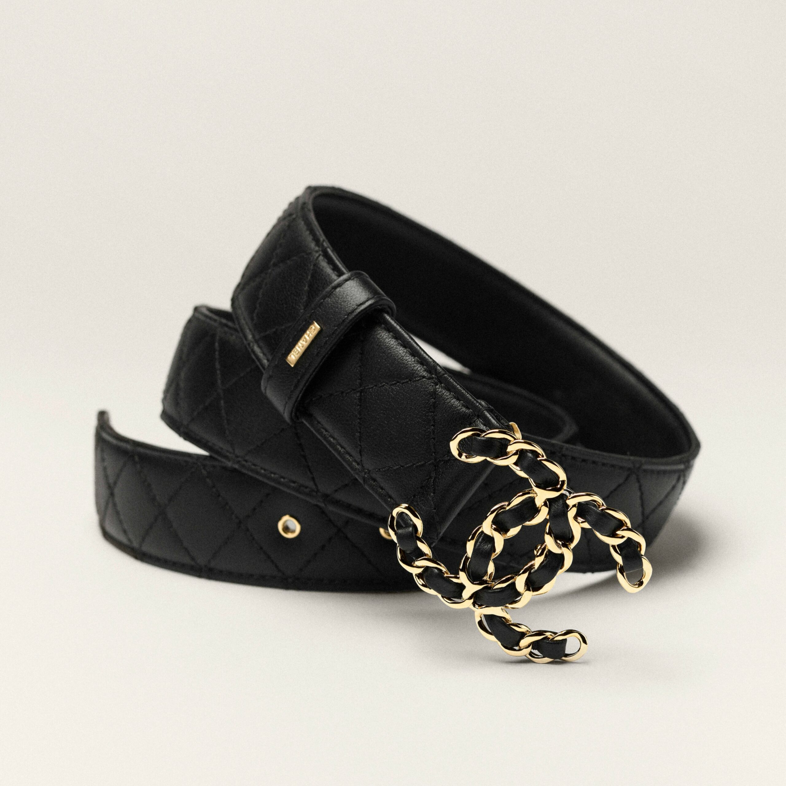 Ch**el CC Buckle Quilted Belt Black For Women  A73463-Y11106-94305