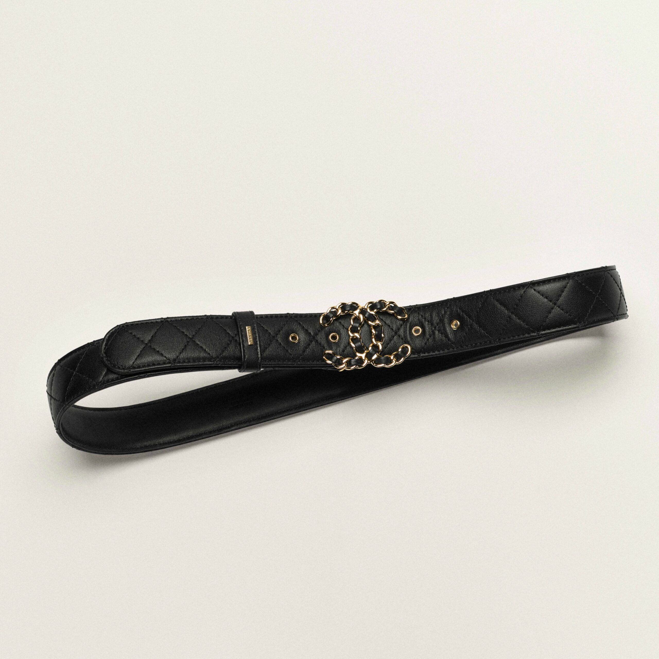Ch**el CC Buckle Quilted Belt Black For Women  A73463-Y11106-94305
