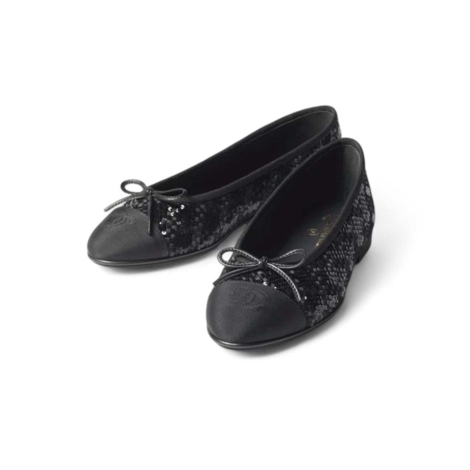 Ch**el Sequins Ballet Flats Black For Women G02819-B21768-94305