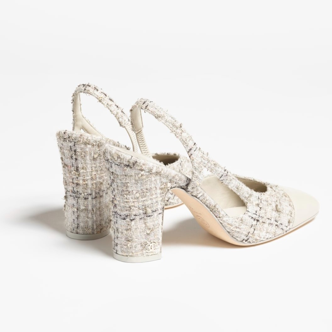 Ch**el Tweed Slingbacks Gray/Black For Women G45509-B21771-U3336