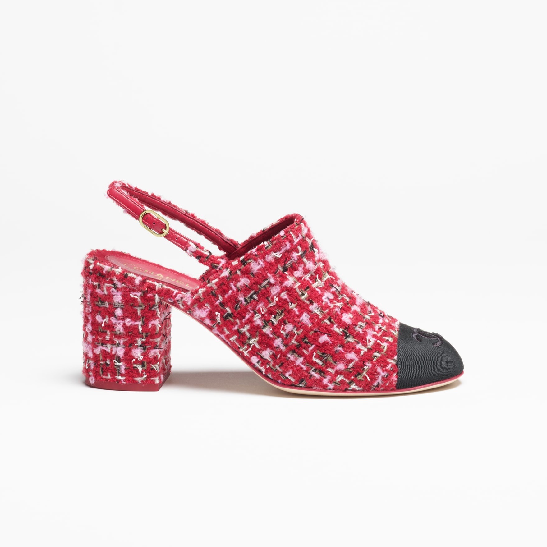 Ch**el Tweed Slingbacks Red For Women G46865-B22421-U4536