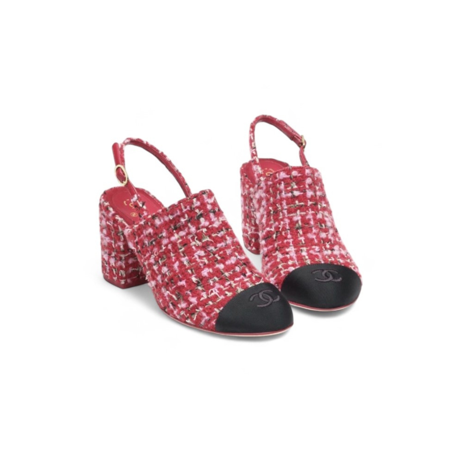 Ch**el Tweed Slingbacks Red For Women G46865-B22421-U4536
