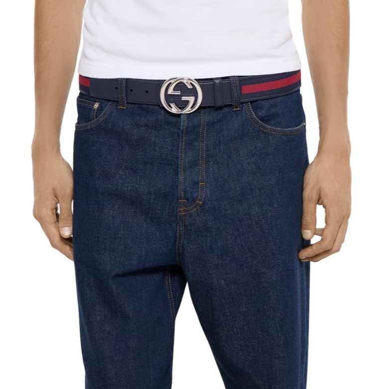 Gvc*1 Reversible Belt With Interlocking G Buckle Blue/Red 38mm For Men 849862 CWLST 4050