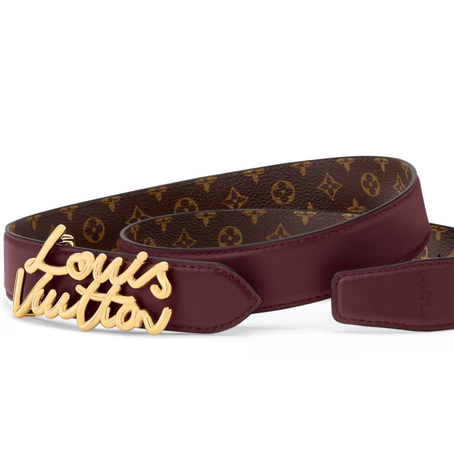 L0vis Vvtt0n LV Script 30mm Belt Plum Monogram For Women – M4515V