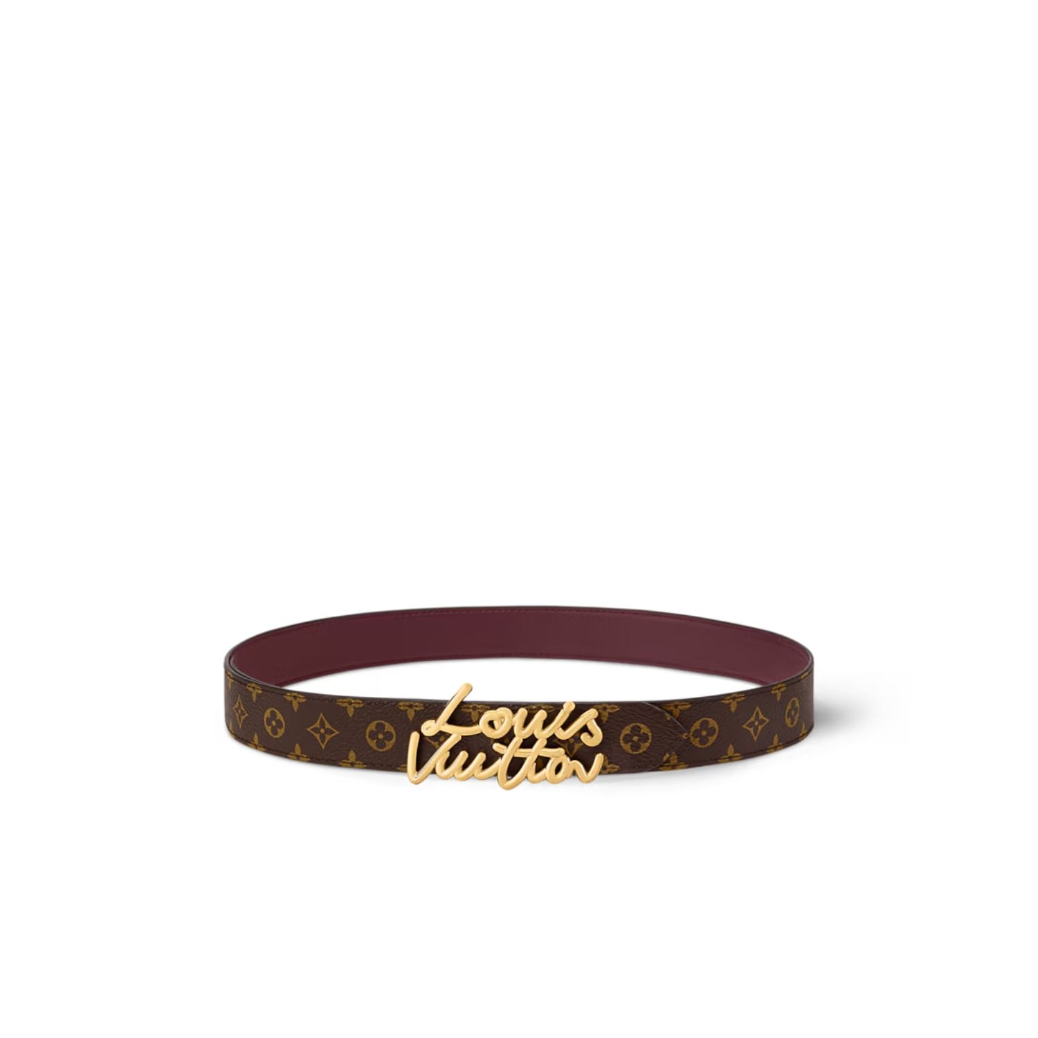 L0vis Vvtt0n LV Script 30mm Belt Plum Monogram For Women – M4515V
