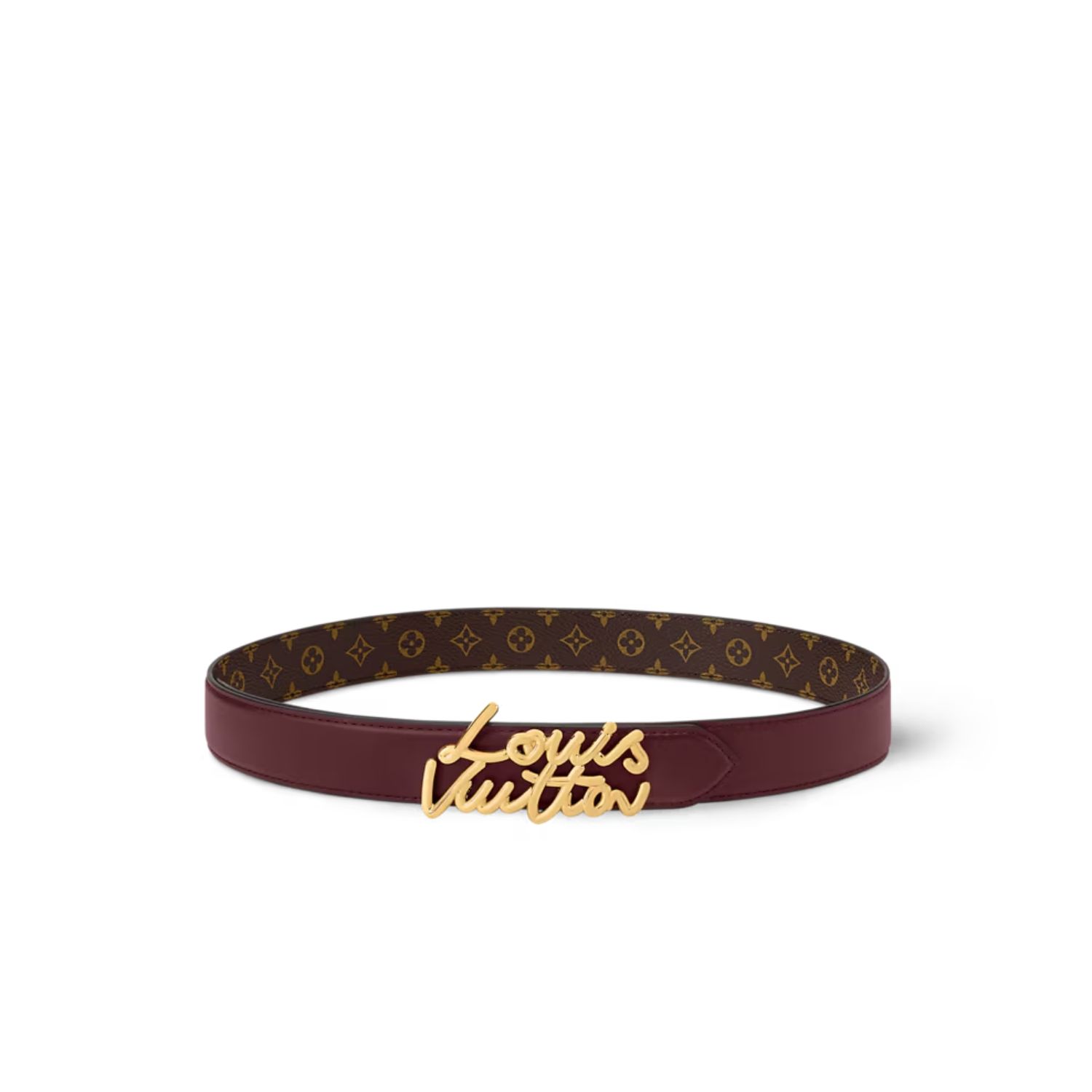 L0vis Vvtt0n LV Script 30mm Belt Plum Monogram For Women – M4515V