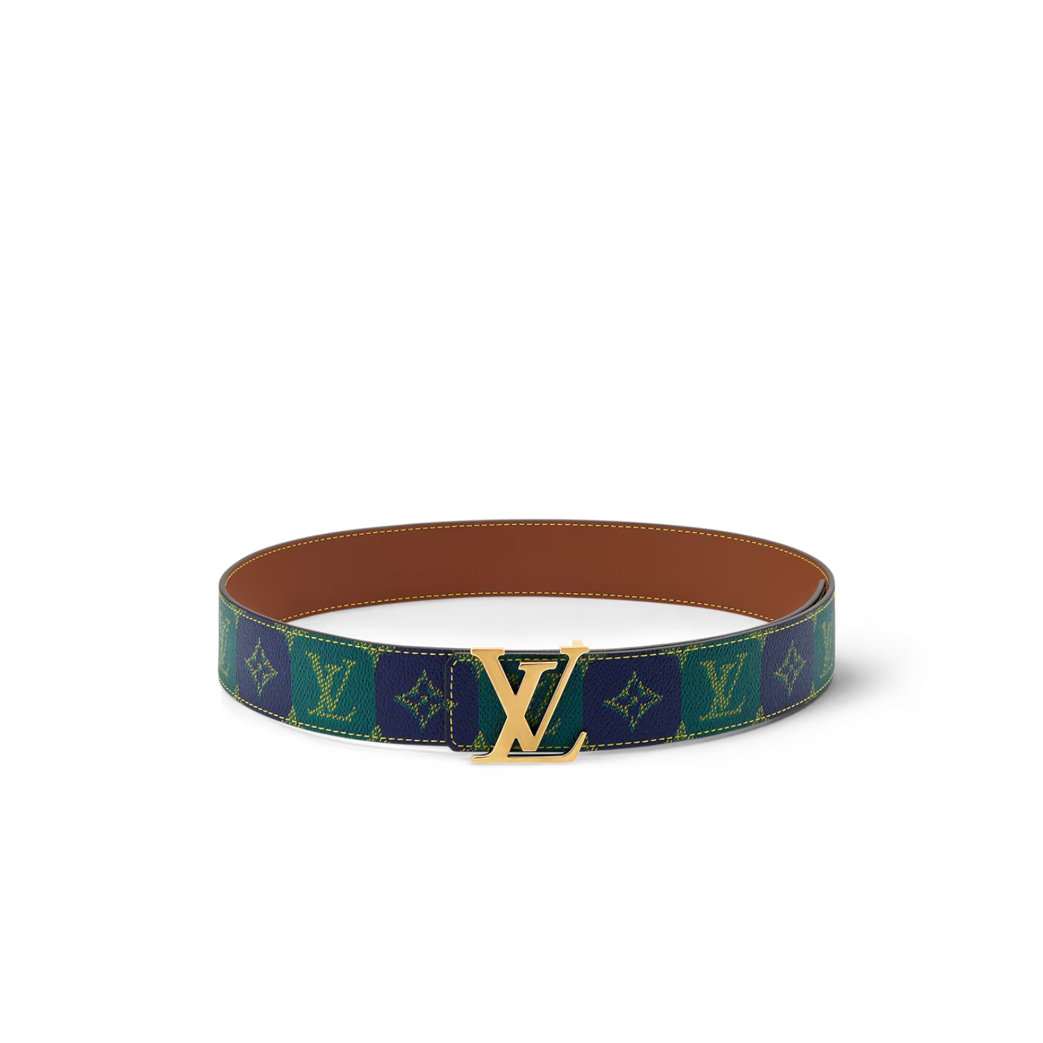 L0vis Vvtt0n LV Initiales College Monogram Heritage 40mm Reversible Belt Green For Men M4331U