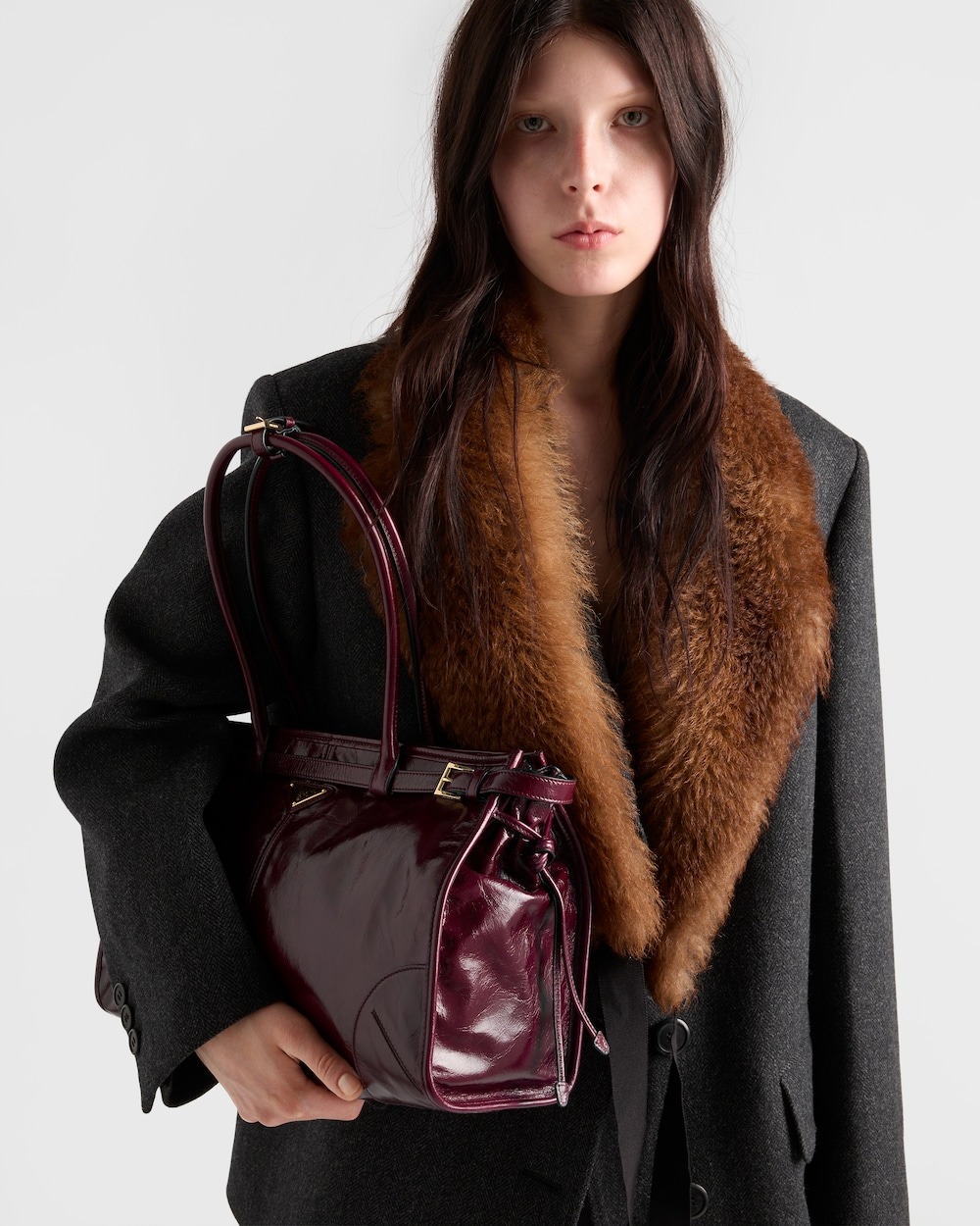 Pra*a Bonnie Large Handbag Bag Burgundy 38cm/15in – 1BA433_2CYR_F0LV7_V_MOO