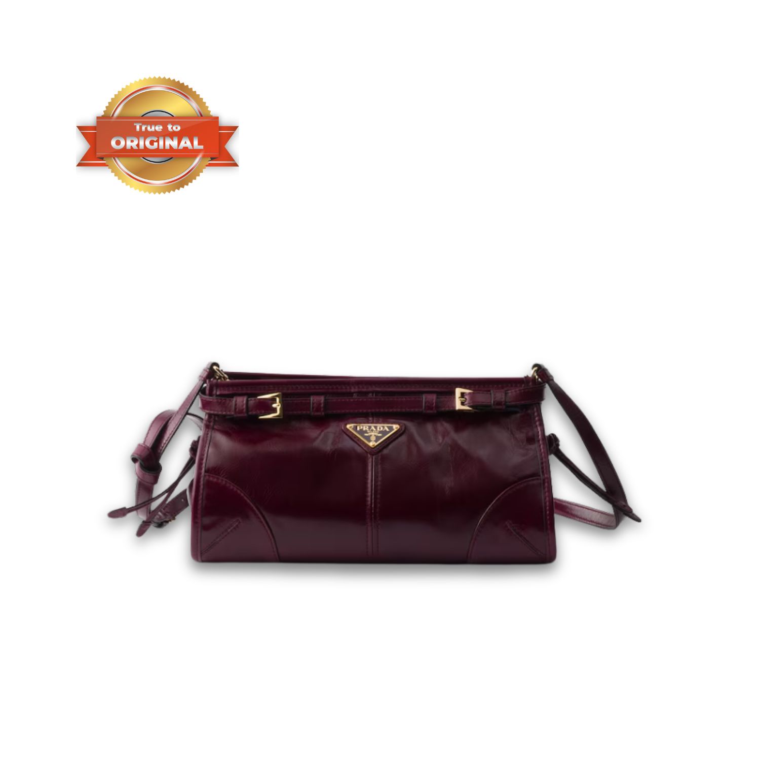 [True-to-ORIGINAL] Pra*a Bonnie Small Shoulder Bag Burgundy 26cm/10in – 1BH215_2CYR_F0LV7_V_OOO