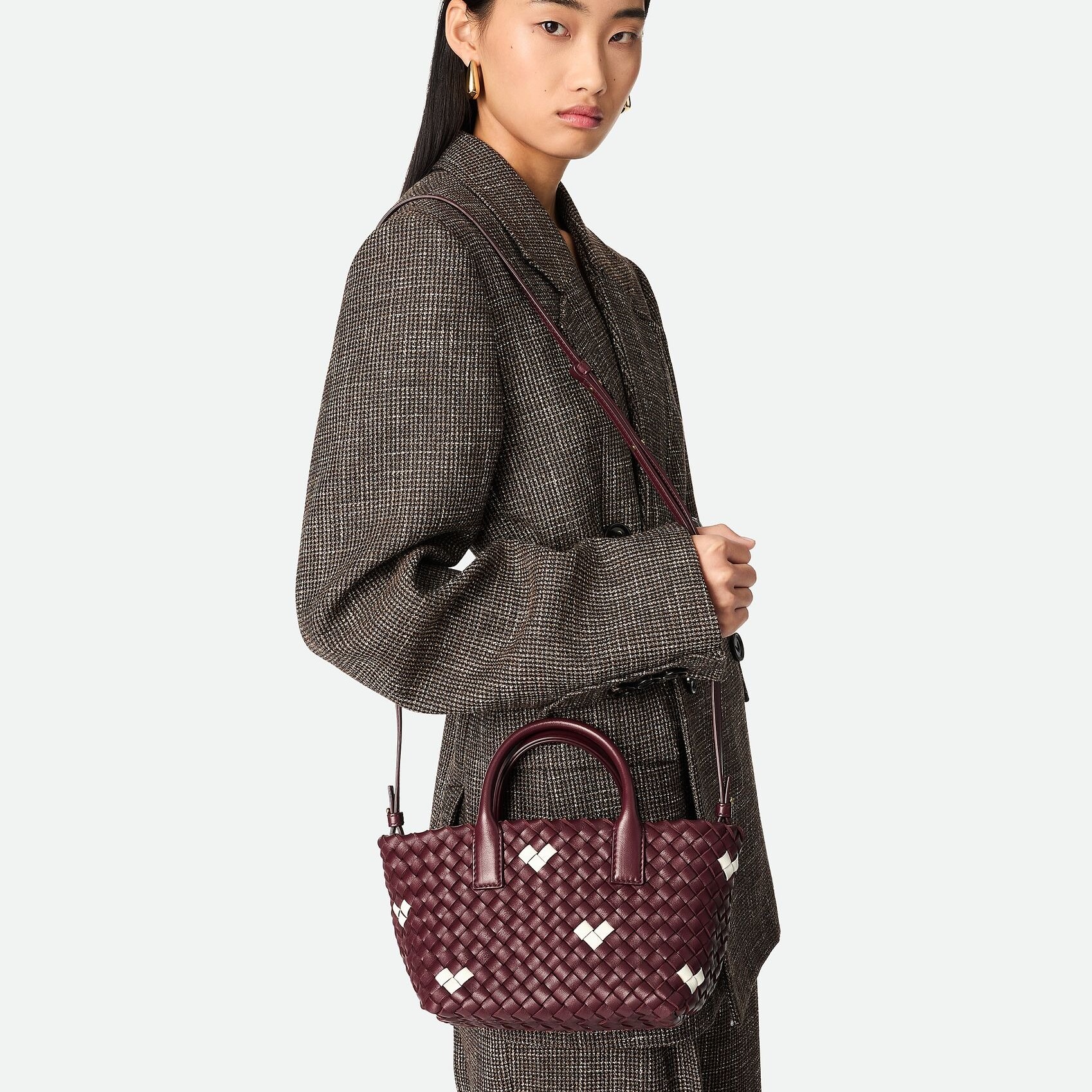 [True-to-ORIGINAL] B0tt*ga Ven*ta Mini Cabat Barolo/White For Women 20cm/7.9in 818017V52B12352
