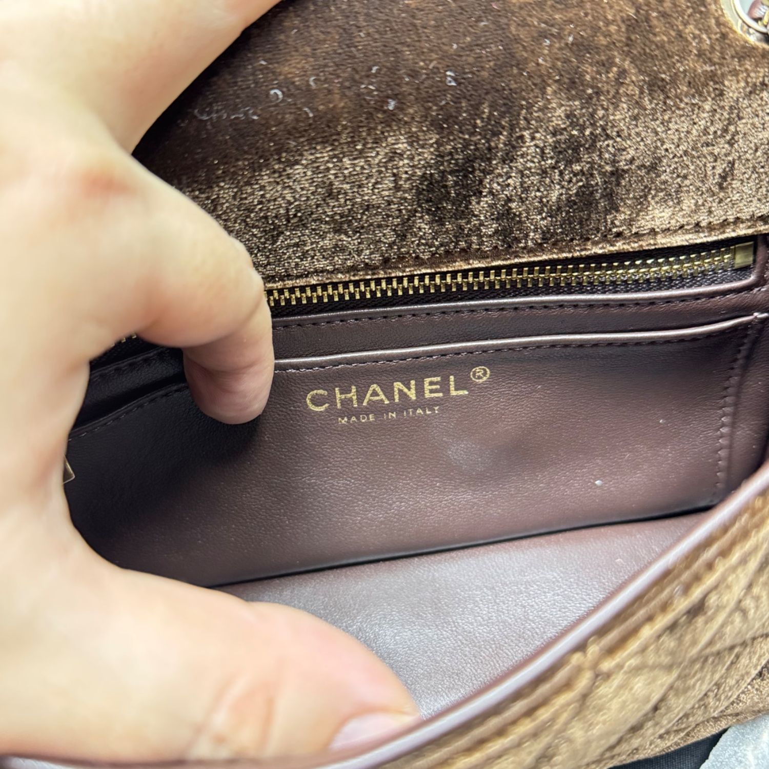 [True-to-ORIGINAL] Ch**el Classic Flap Bag Dark Brown For Women 20cm/7.9in