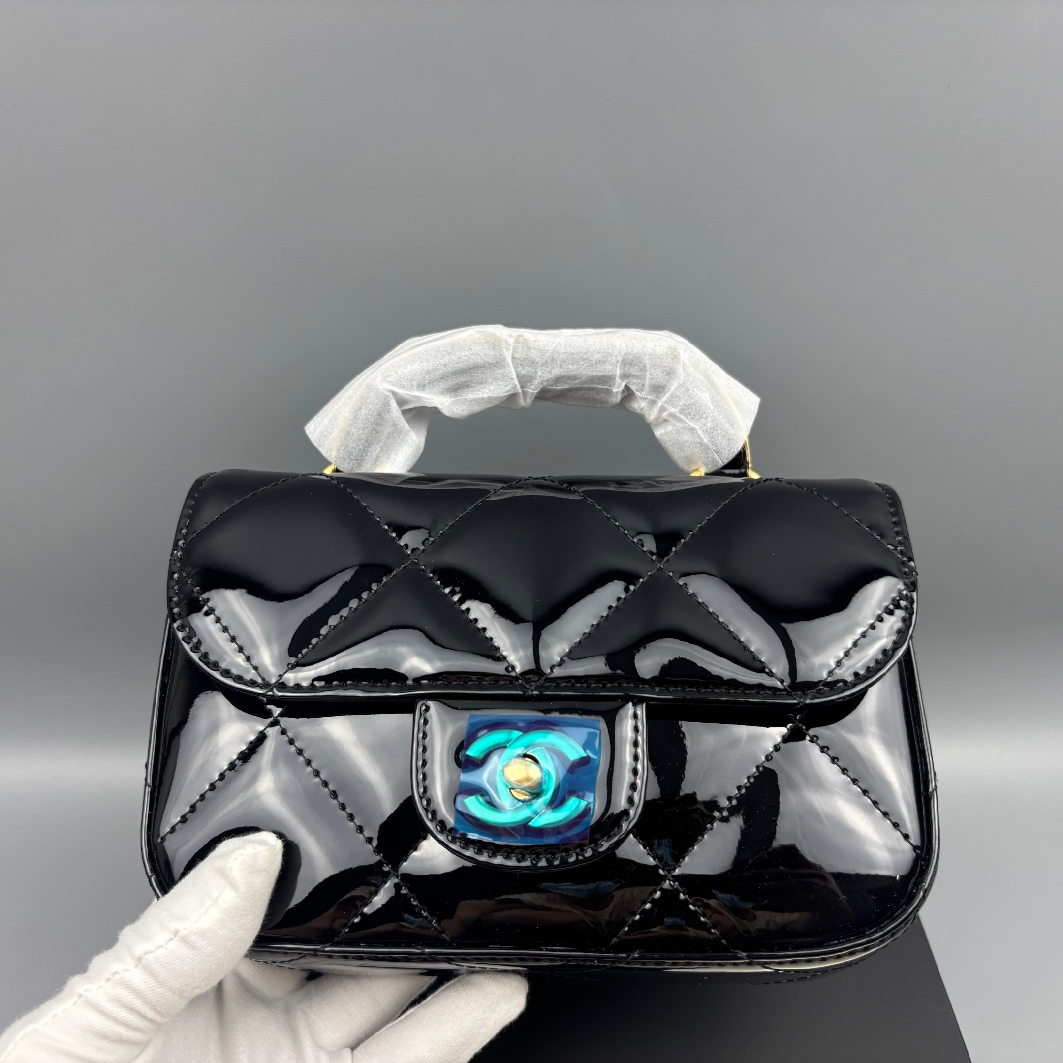 [True-to-ORIGINAL] Ch**el Mini Flap Bag With Top Handle Black For Women 7.3in/18.5cm AS5805-B21985-94305