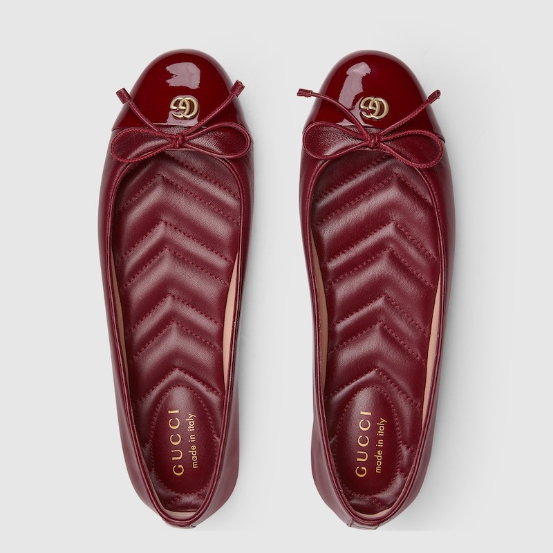 Gvc*1 Ballet Flat With Double G Red For Women 835805 BNC80 6207