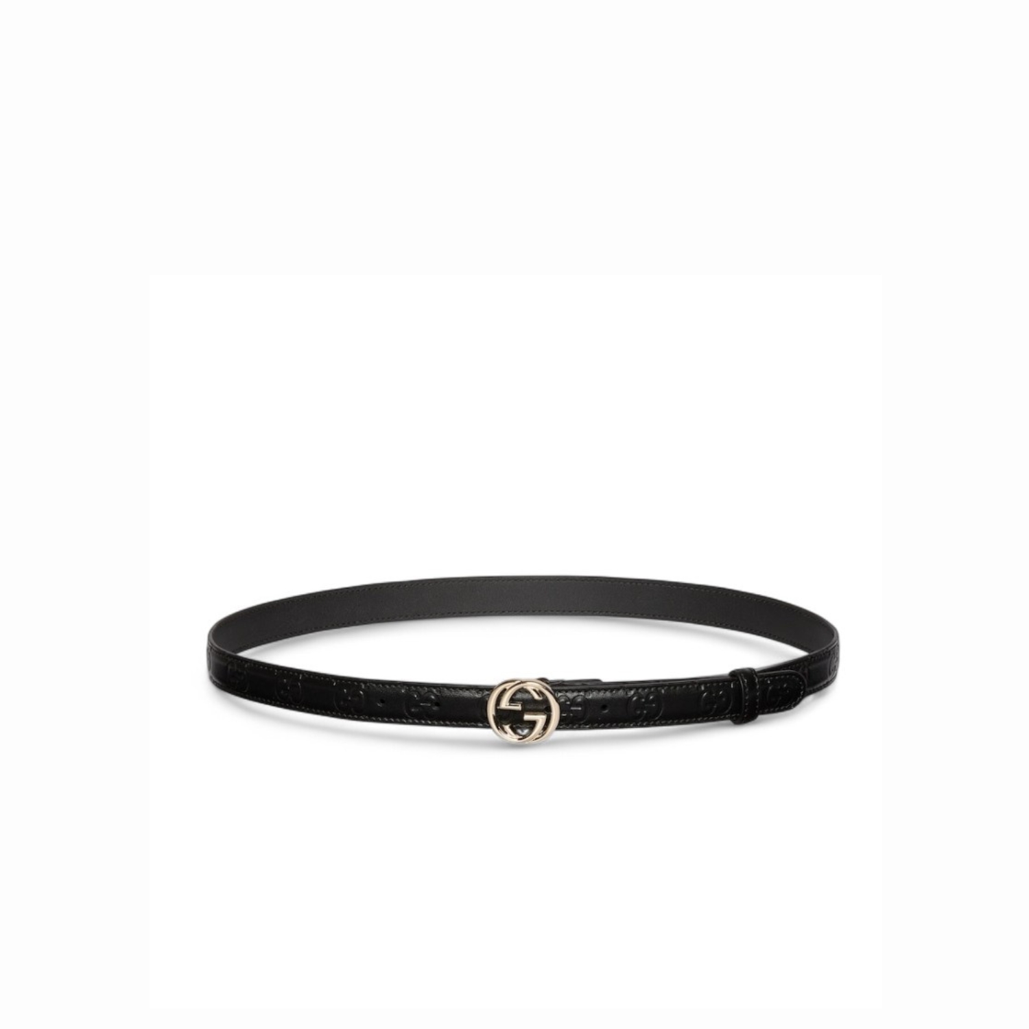 Gvc*1 Belt With Interlocking G Buckle Black For Women 20mm 813005 AAD5L 1000