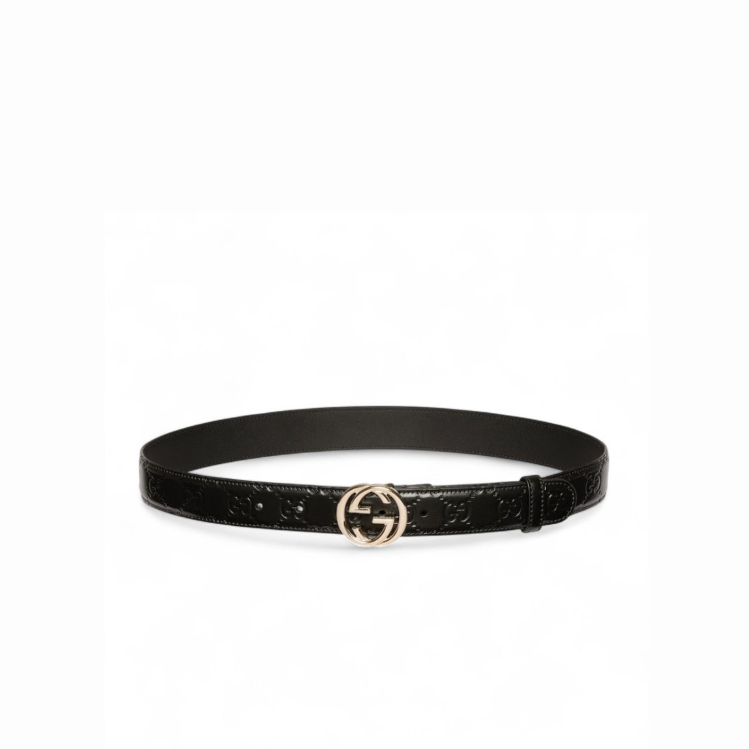 Gvc*1 Belt With Interlocking G Buckle Black For Women 30mm 813008 AAD5L 1000