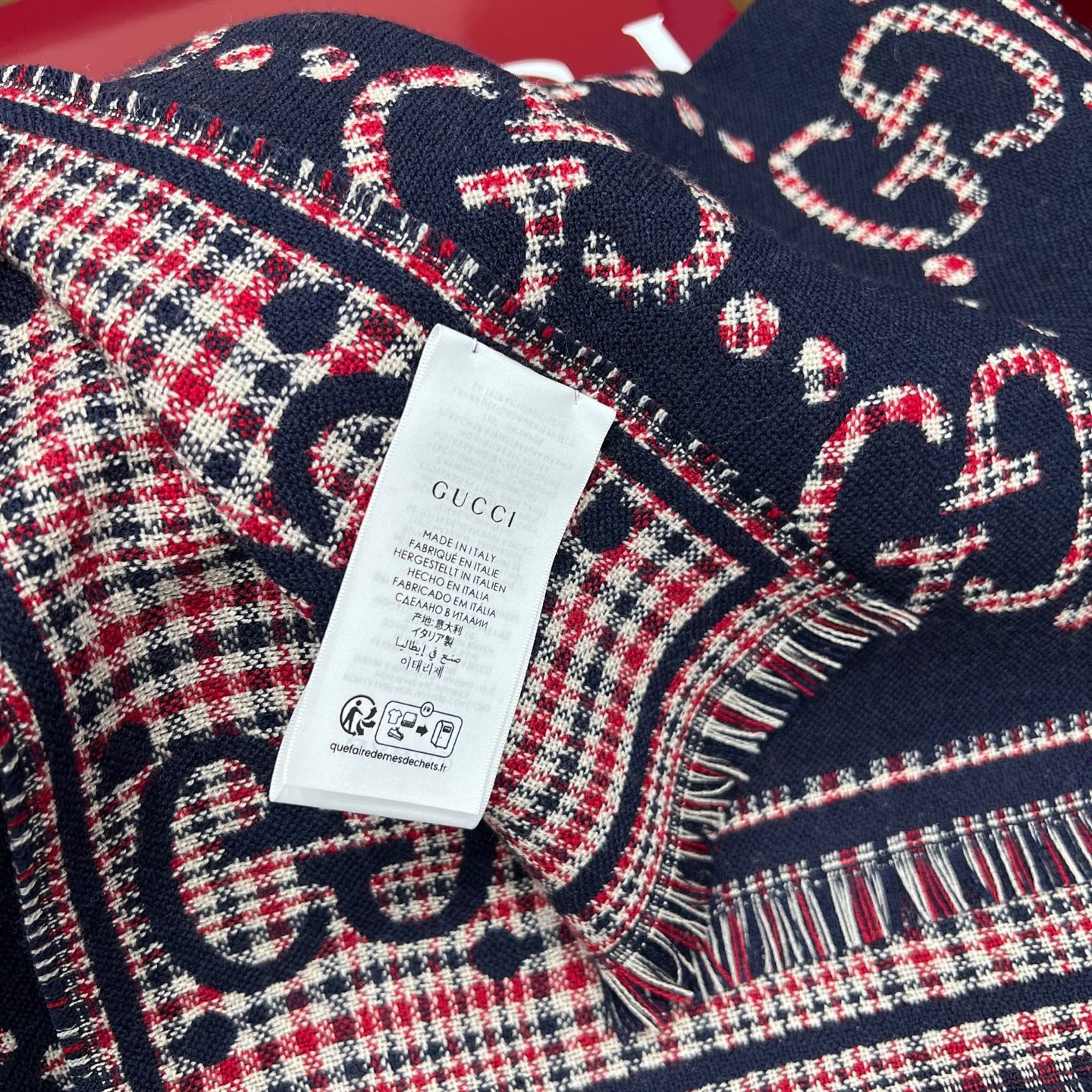 Gvc*1 GG Scarf Navy And Red 71in/180cm ‎660025 4G386 4174