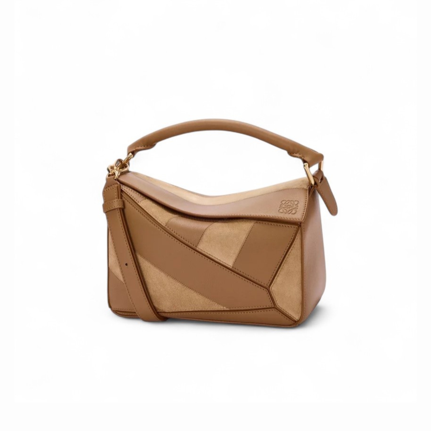 L0ew* Small Puzzle Bag Oak Suede For Women 9.4in/24cm A510S21XBR