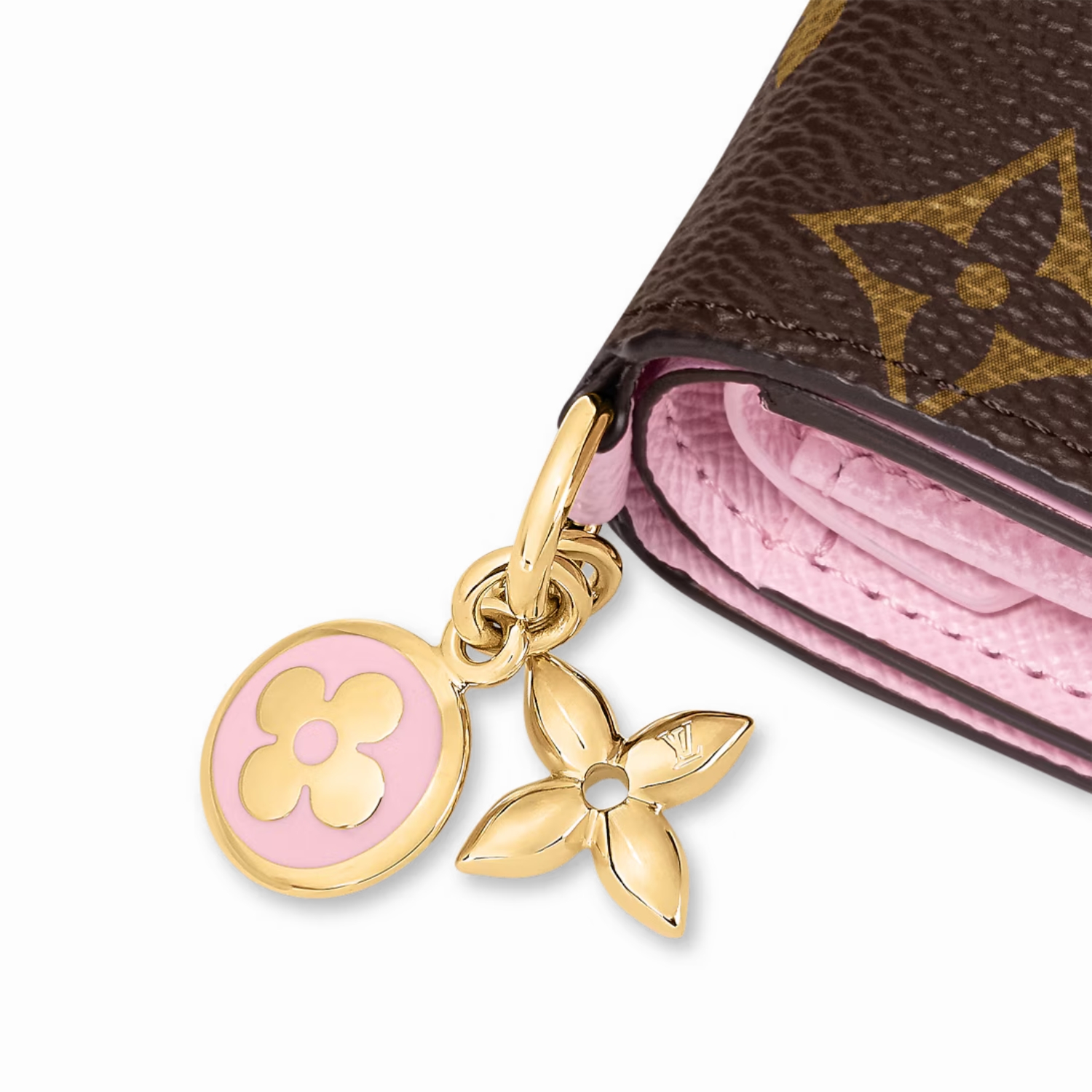 L0vis Vvtt0n LV Charms Pocket Wallet Monogram/Pink For Women 3.9in/10cm M14718