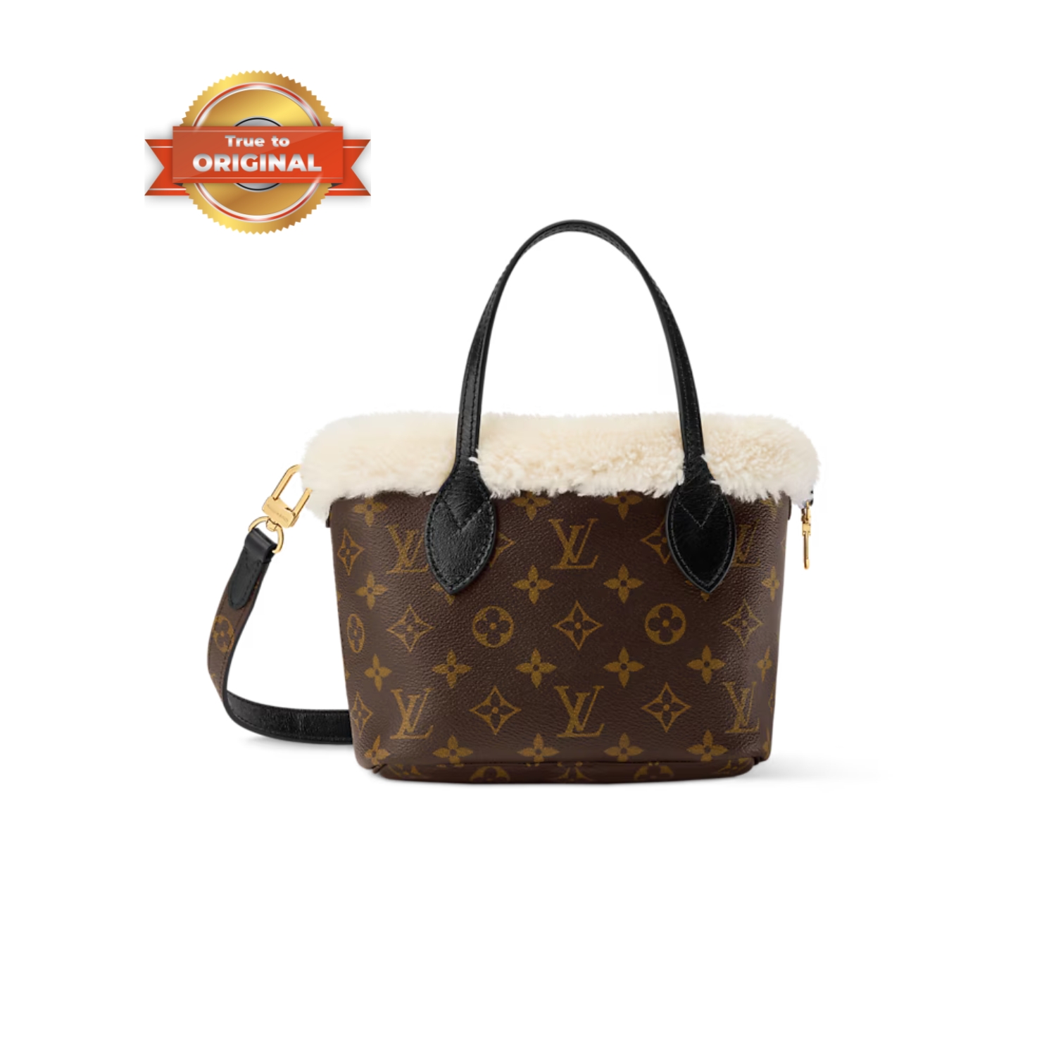 [True-to-ORIGINAL] L0vis Vvtt0n Neverfull Bandoulière Inside Out BB Monogram Shearling For Women 10.4in/26cm M26315