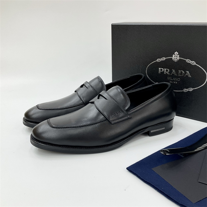 Pra*a Leather Loafers Black For Men