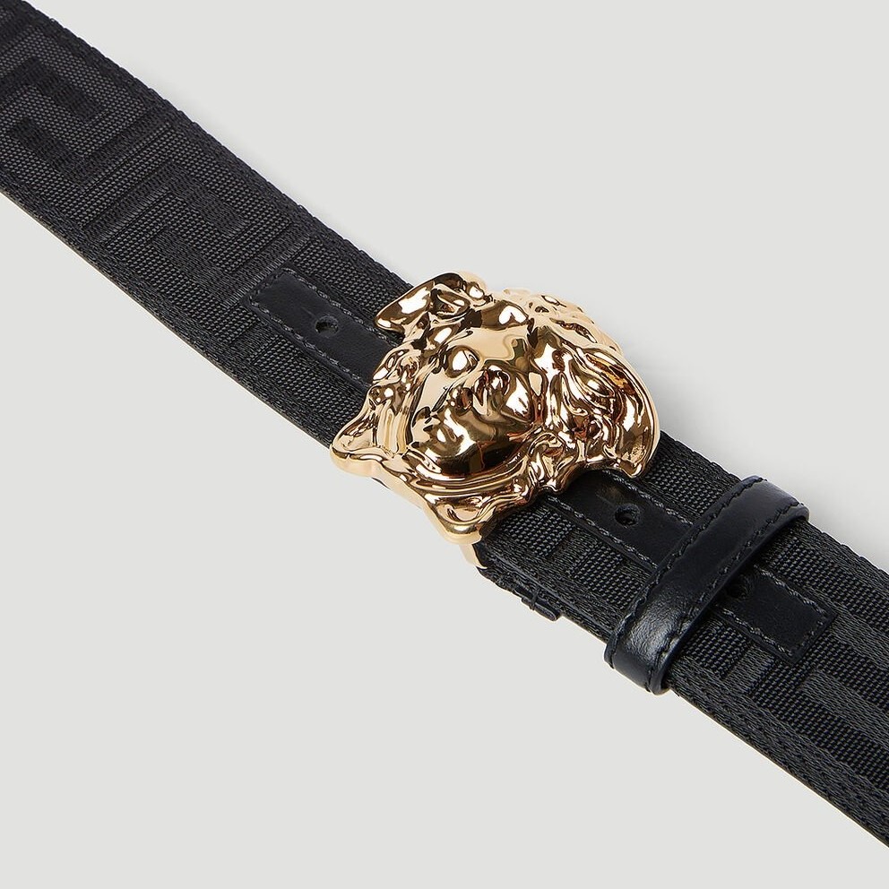 Versace Greca La Medusa Belt Black 4cm For Men DCU8061 DNAS62-1B00V