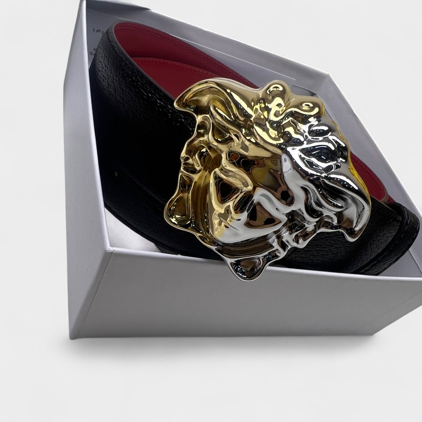 Versace Medusa Head Belt Black/Red 3cm For Men