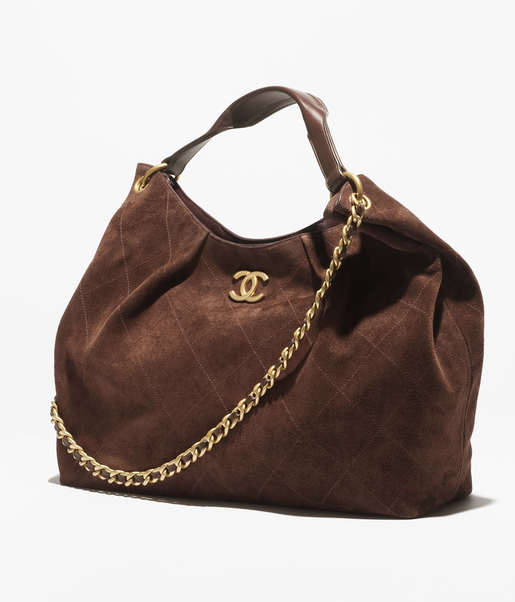 Ch**el Maxi Hobo Bag Dark Brown For Women 15in/38cm‎ AS6016-B22708-U3950