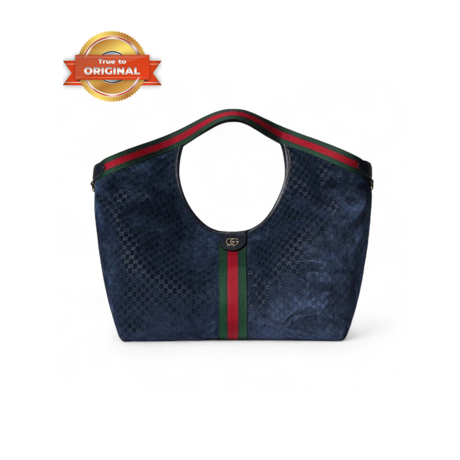 [True-to-ORIGINAL] Gvc*1 Giglio Large Tote Bag Dark Blue GG Suede For Women 23.6in/60cm ‎‎‎853971 CAABV 4541