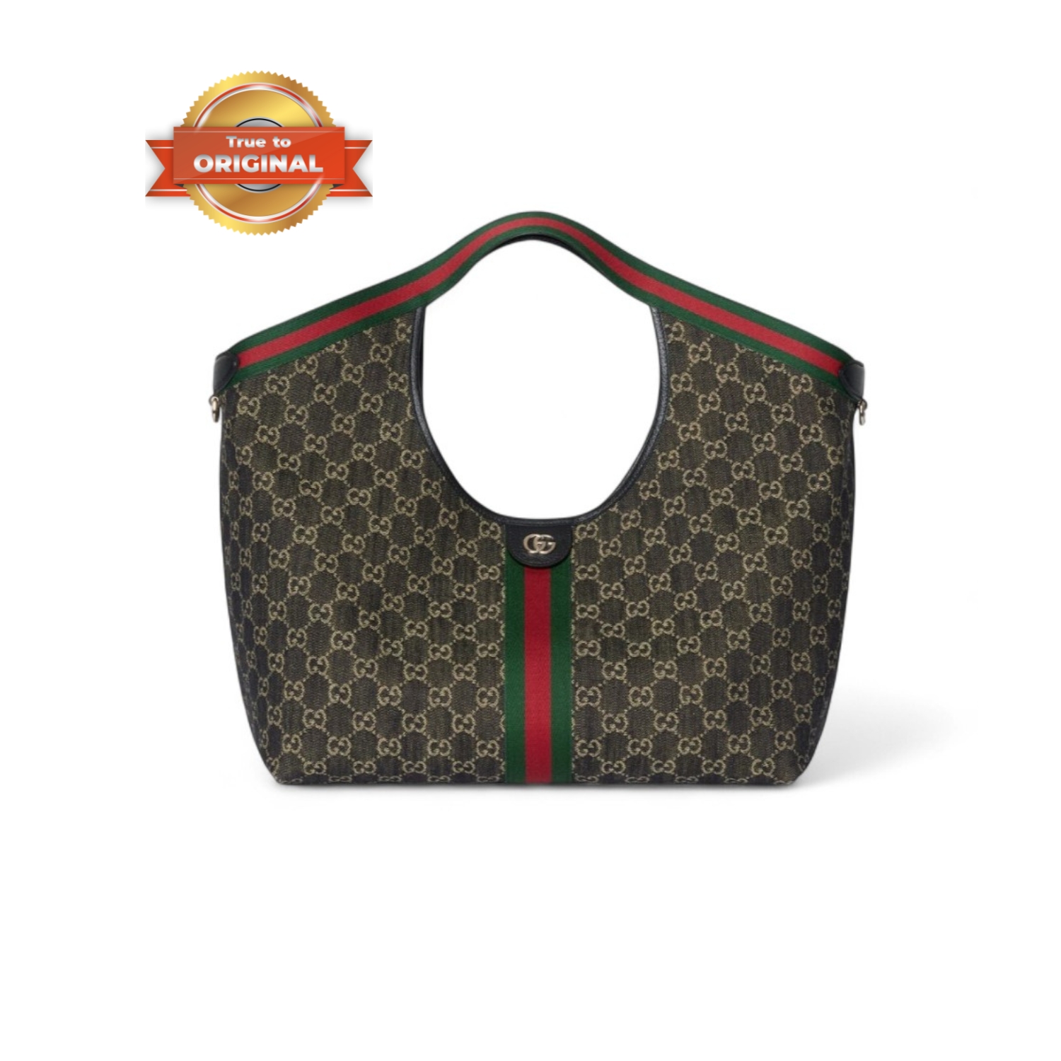[True-to-ORIGINAL] Gvc*1 Giglio Large Tote Bag Black GG Denim For Women 23.6in/60cm ‎‎853971 FAFYU 1155
