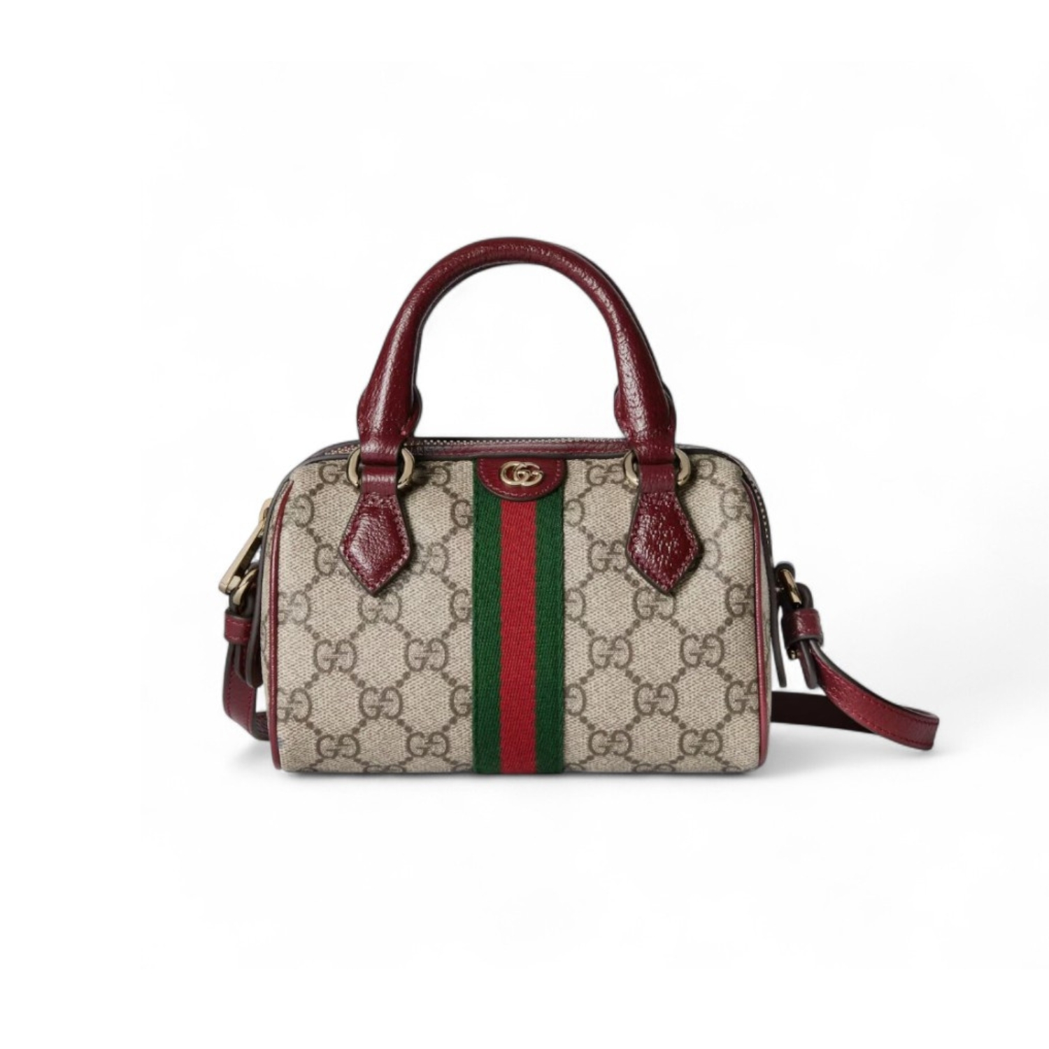 Gvc*1 Ophidia Mini Boston Bag Beige And Brown GG For Women 6.3in/16cm ‎838478 FAE0P 9789