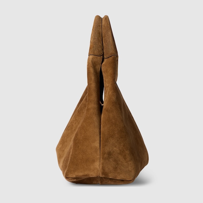 [True-to-ORIGINAL] Gvc*1 Softbit Maxi Shoulder Bag Brown Suede For Women 18.1in/46cm 837466 AAFLB 2118