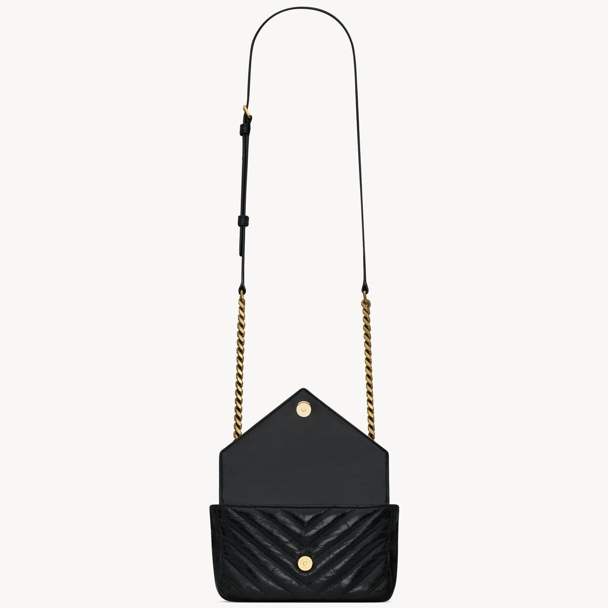 [True-to-ORIGINAL] Sa1nt Lau*nt College Mini In Shiny Leather Black For Women 7.9in/20cm ‎‎‎779430DZH071000
