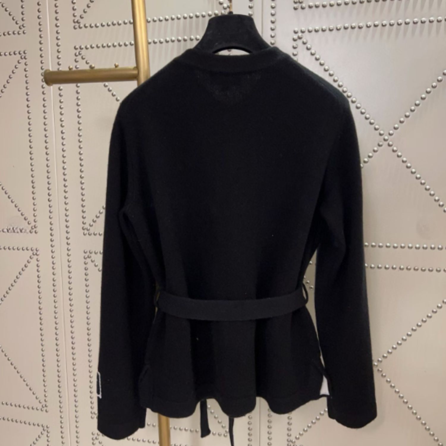 Ch**el Belted Jacket With Signature Buttons Black For Women