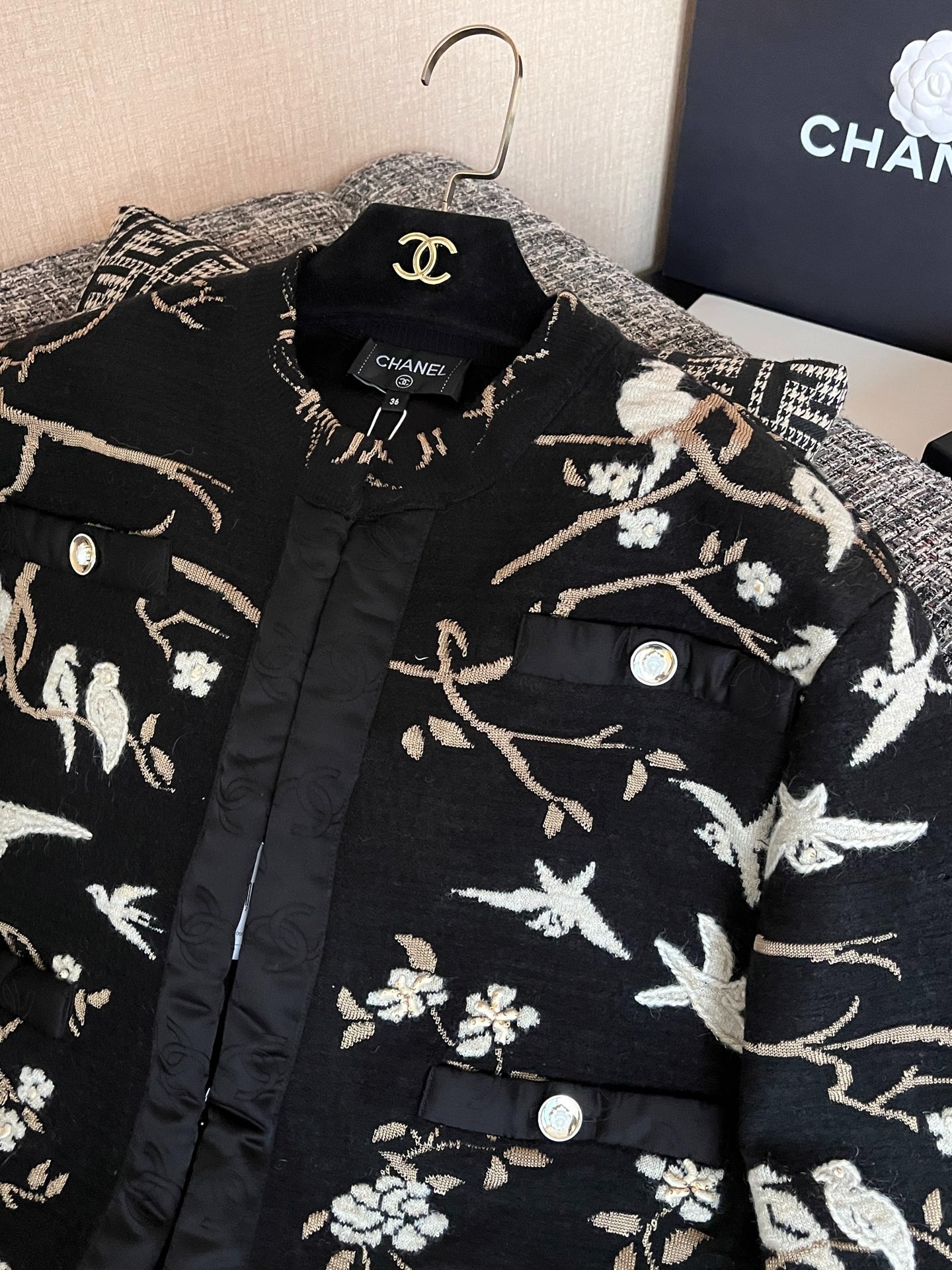 Ch**el Elegant Cropped Jacket Black For Women