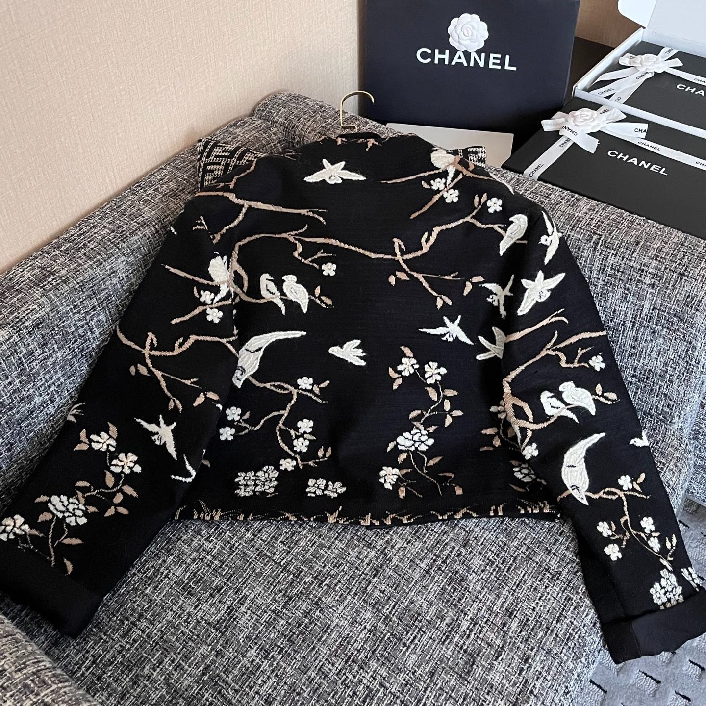 Ch**el Elegant Cropped Jacket Black For Women