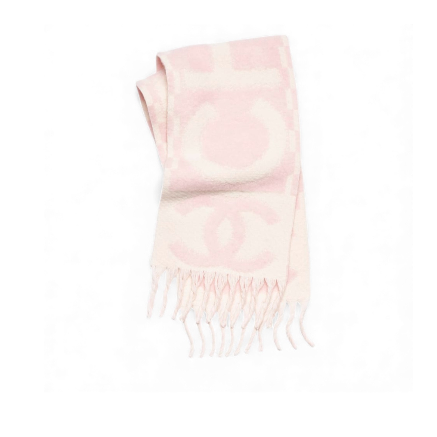 Ch**el Scarf Light Pink/White For Women 70.9in/180cm AAB478-B22311-U4447